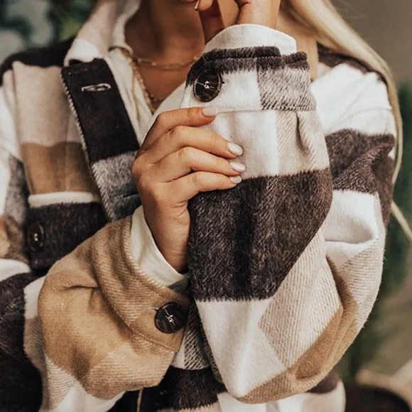 Jodifl Western Style Plaid Shirt Jacket Shacket NEW! - Picture 6 of 15